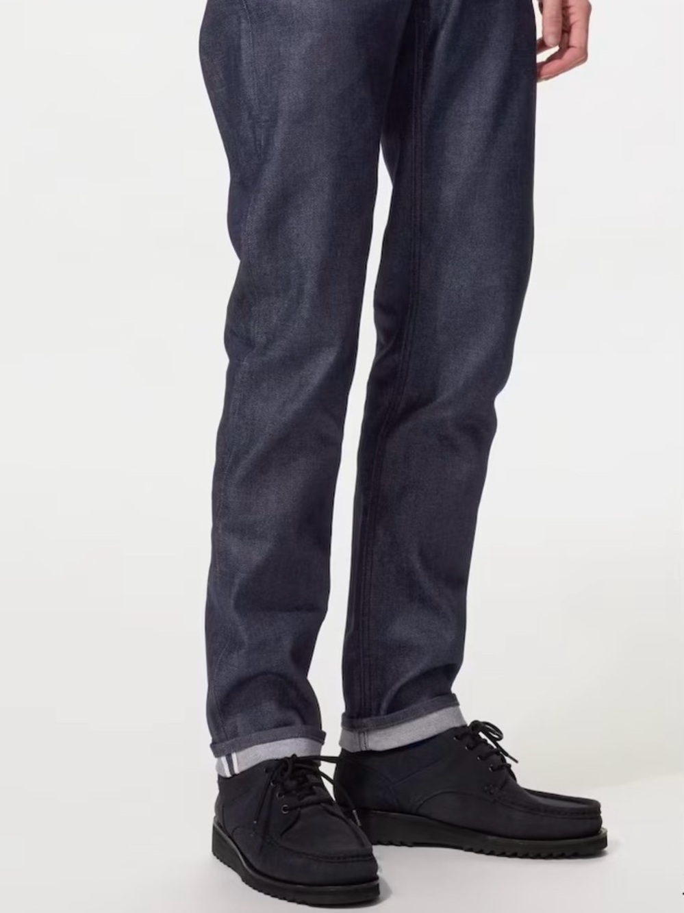 MINT Uniqlo Selvedge Denim Jeans Mens 32x26 Dark Blue Raw Straight Leg Fit